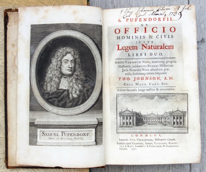 PUFENDORF,S., De Officio Hominis & Civis. 02.A. London 1737