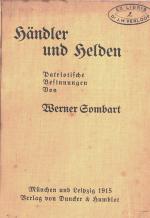 Sombart, Händler und Helden. München 1915