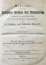 SPANGENBERG, Teutsche Rechte des Mittelalters. Halle 1822