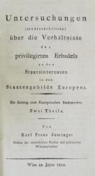 Suntinger, Über den privilegierten Erbadel. Wien 1812. Titelblatt