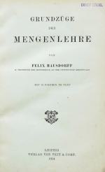 Hausdorff, Grundzüge der Mengenlehre. Leipzig 1914. Titelblatt