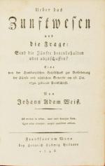 WEISS, Johann Adam, Zunftwesen. Frankfurt/M. 1798. Titel