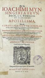 MYNSINGER, Joachim, Apotelesma. Helmstedt 1589. Titelblatt