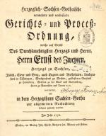 SACHSEN-GOTHA, Gerichts- und Prozessordnung Ernst II. Gotha 1776