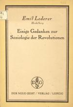 LEDERER, Emil, Soziologie der Revolutionen. Leipzig 1918