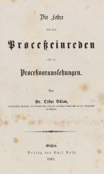 Bülow, Lehre von den Proceßeinreden. Gießen 1868