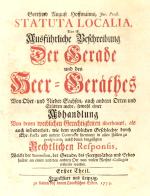 Hoffmann, Statuta Localia. Frankfurt und Leipzig 1733