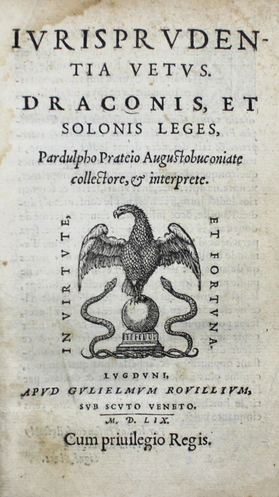PRATEIUS, Iurisprudentia vetus. Lyon 1559