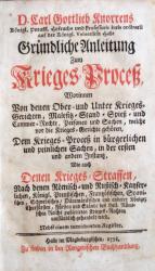 Knorre, Anleitung zum Krieges-Proceß. Halle 1738. Titel