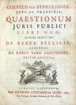 Bynkershoek, Quaestionum Juris Publici libri duo. 2.A. Leiden 1752. Titel.