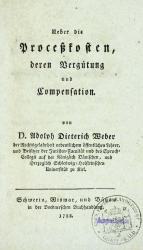 Weber, Ueber die Proceßkosten. Schwerin 1788