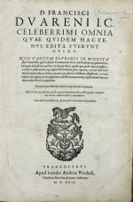Duarenus, Opera omnia. Frankfurt 1592. TB