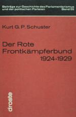 SCHUSTER, Der Rote Frontkämpferbund. Düsseldorf 1975