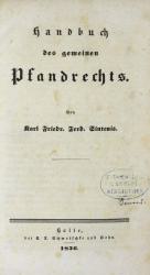SINTENIS, Handbuch des Pfandrechts. Halle 1836