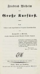 ORLICH, Kurfürst Friedrich Wilhelm. Berlin 1836