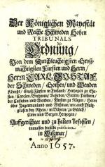 POMMERN, Rechtsordnungen. Wismar und Alt-Stettin 1657-1737
