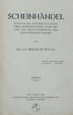 Fuchs, Scheinhändel. Göttingen 1918