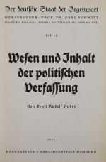 HUBER, Wesen und Inhalt der polit. Verfassung. Hamburg 1935